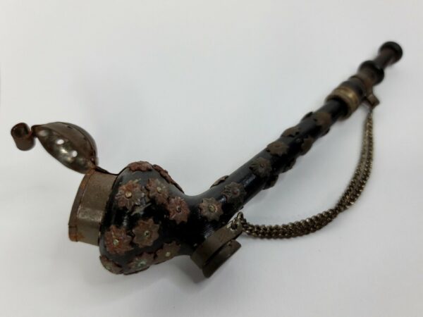 Vintage Metal Steam Punk Themed Tobacco Pipe, With Floral Mounts [SOLD OUT] - Image 8