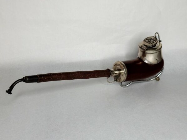 Antique Victorian Swedish Silver and Wood Tobacco Pipe w/ Cherry Wood Stem [SOLD OUT] - Image 6