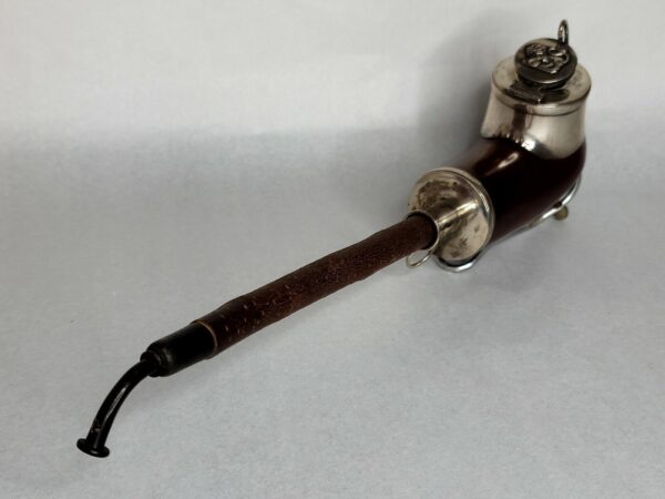 Antique Victorian Swedish Silver and Wood Tobacco Pipe w/ Cherry Wood Stem [SOLD OUT] - Image 7