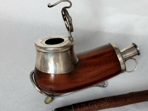 Antique Victorian Swedish Silver and Wood Tobacco Pipe w/ Cherry Wood Stem [SOLD OUT] - Image 10