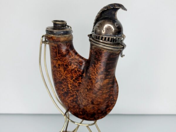 Antique Wooden German Ulmer Tobacco Pipe, Silver Spartan Helmet Windcap, Rare [SOLD OUT] - Image 11