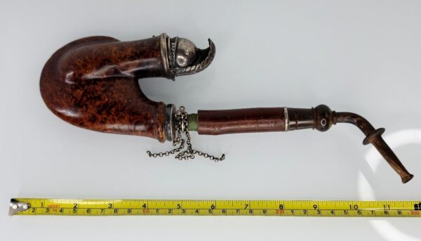 Antique Wooden German Ulmer Tobacco Pipe, Silver Spartan Helmet Windcap, Rare [SOLD OUT] - Image 13