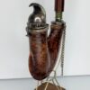 Antique Wooden German Ulmer Tobacco Pipe, Silver Spartan Helmet Windcap, Rare [SOLD OUT] - Image 4
