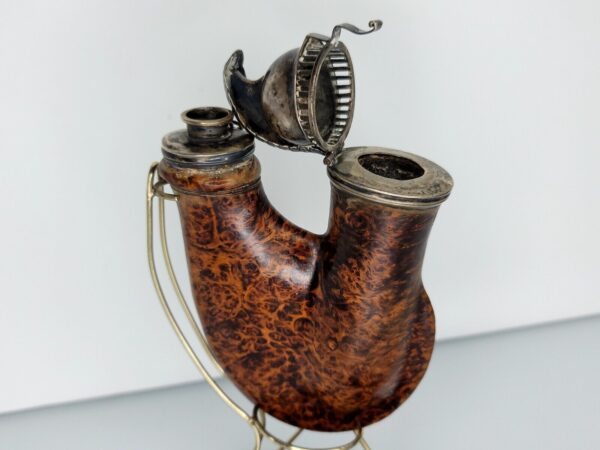 Antique Wooden German Ulmer Tobacco Pipe, Silver Spartan Helmet Windcap, Rare [SOLD OUT] - Image 10
