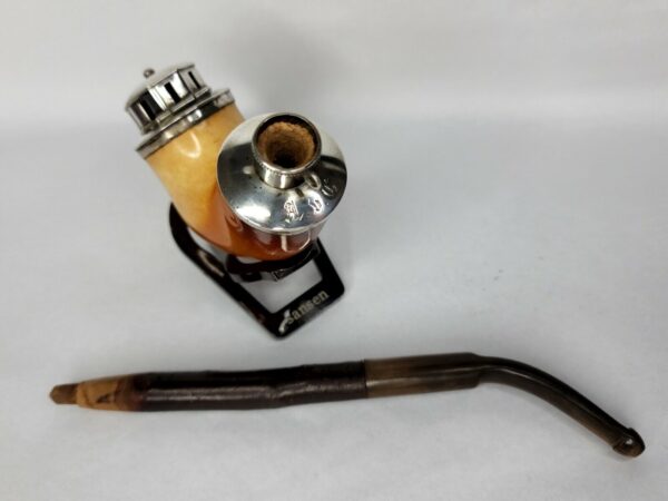 Beautifully Colored Antique German Meerschaum Pipe, w/ Horned Cherry Wood Stem [SOLD OUT] - Image 8