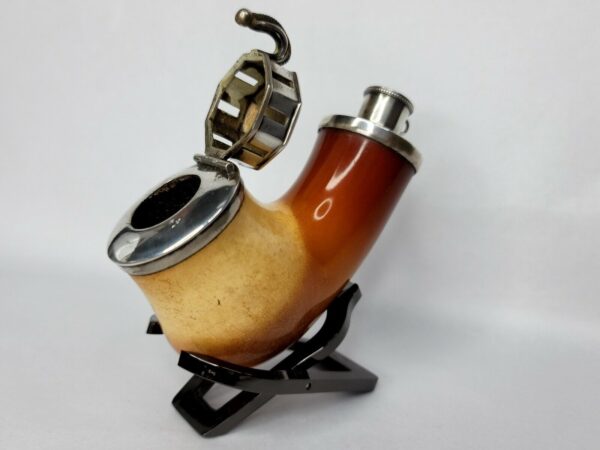 Beautifully Colored Antique German Meerschaum Pipe, w/ Horned Cherry Wood Stem [SOLD OUT] - Image 10