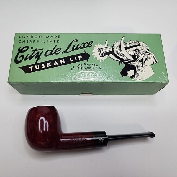 City De Luxe 9448 Smooth Straight Apple Briar Tobacco Pipe, Unsmoked, Box [SOLD OUT] - Image 3