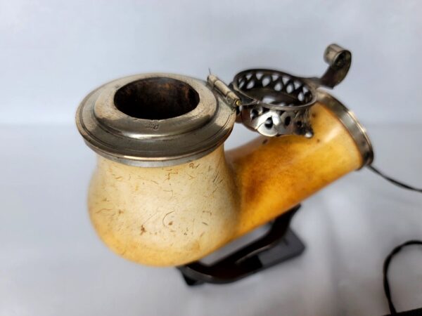 Large Antique 19th Century Meerschaum Tobacco Pipe, Mounted Silver w/ Stem [SOLD OUT] - Image 11