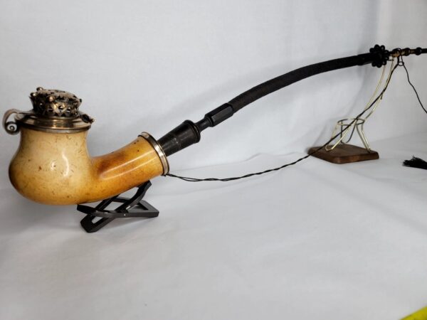 Large Antique 19th Century Meerschaum Tobacco Pipe, Mounted Silver w/ Stem [SOLD OUT] - Image 3