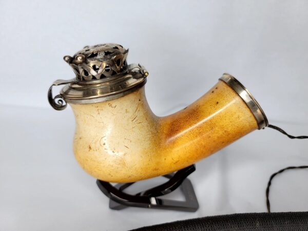 Large Antique 19th Century Meerschaum Tobacco Pipe, Mounted Silver w/ Stem [SOLD OUT] - Image 8