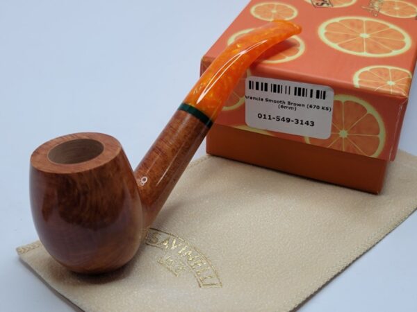 Savinelli Arancia Smooth Brown 670 KS Bent Billiard Briar Tobacco Pipe, 6mm [SOLD OUT] - Image 4