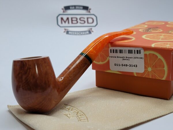 Savinelli Arancia Smooth Brown 670 KS Bent Billiard Briar Tobacco Pipe, 6mm [SOLD OUT]