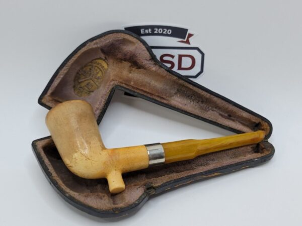Antique RBC Block Meerschaum Cutty Tobacco Pipe, Case [SOLD OUT]