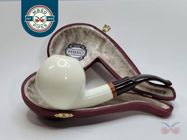 Large MBSD Meerschaum Bent Ball Block Meerschaum Tobacco Pipe, 9mm Filter [SOLD OUT]