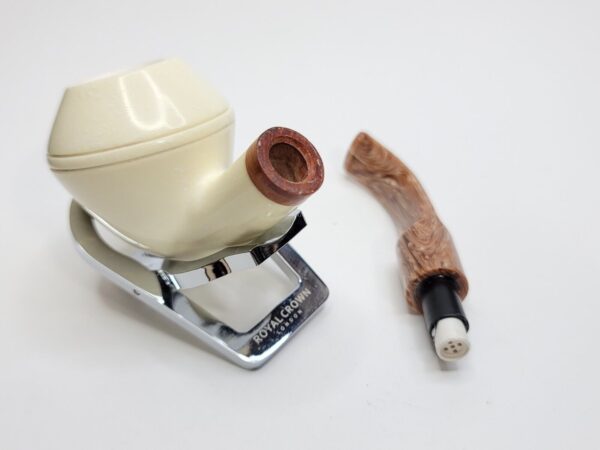 MBSD Meerschaum Bent Rhodesian Block Meerschaum Tobacco Pipe, 9mm Filter, Case [SOLD OUT] - Image 17