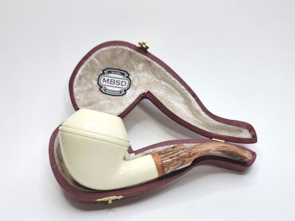 MBSD Meerschaum Bent Rhodesian Block Meerschaum Tobacco Pipe, 9mm Filter, Case [SOLD OUT] - Image 3