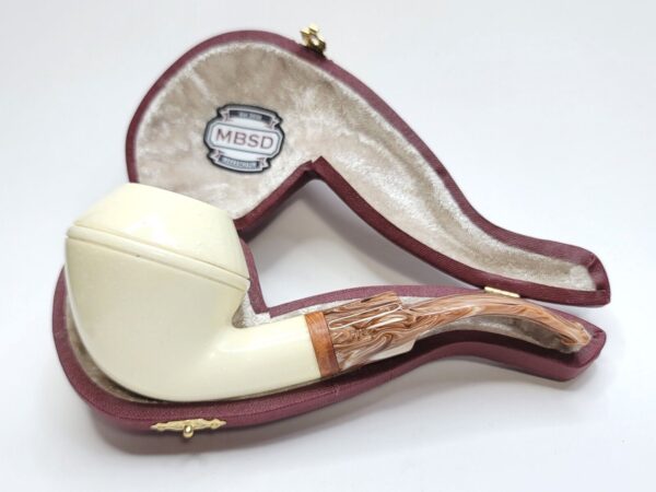 MBSD Meerschaum Bent Rhodesian Block Meerschaum Tobacco Pipe, 9mm Filter, Case [SOLD OUT] - Image 4