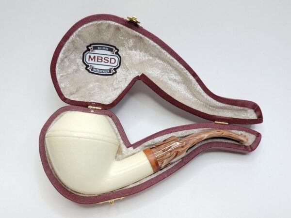 MBSD Meerschaum Bent Rhodesian Block Meerschaum Tobacco Pipe, 9mm Filter, Case [SOLD OUT] - Image 5