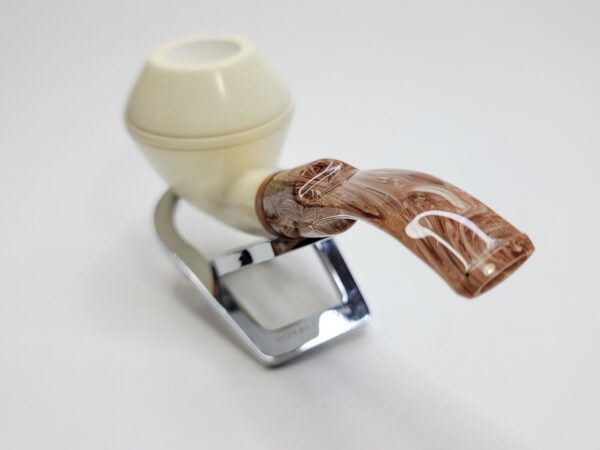 MBSD Meerschaum Bent Rhodesian Block Meerschaum Tobacco Pipe, 9mm Filter, Case [SOLD OUT] - Image 6