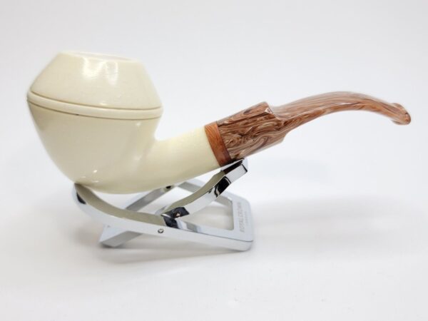 MBSD Meerschaum Bent Rhodesian Block Meerschaum Tobacco Pipe, 9mm Filter, Case [SOLD OUT] - Image 7