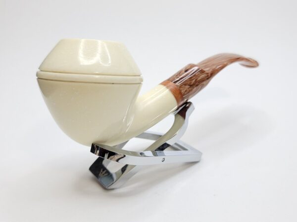 MBSD Meerschaum Bent Rhodesian Block Meerschaum Tobacco Pipe, 9mm Filter, Case [SOLD OUT] - Image 8