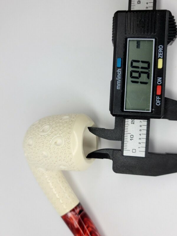 Medium Sized Hand Carved Block Meerschaum Pipe With Lattice Design w Fitted Case [SOLD OUT] - Image 13