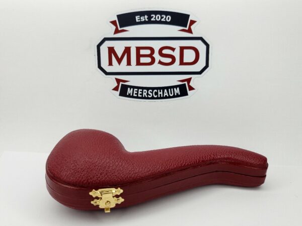 Medium Sized Hand Carved Block Meerschaum Pipe With Lattice Design w Fitted Case [SOLD OUT] - Image 4