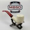 Medium Sized Hand Carved Block Meerschaum Pipe With Lattice Design w Fitted Case [SOLD OUT] - Image 5