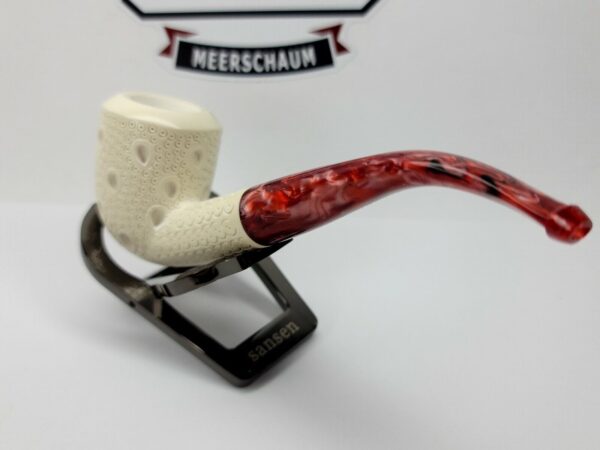 Medium Sized Hand Carved Block Meerschaum Pipe With Lattice Design w Fitted Case [SOLD OUT] - Image 8