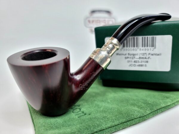 Peterson Walnut Spigot 127 Fishtail Bent Dublin Briar Tobacco Pipe, New In Box [SOLD OUT] - Image 3