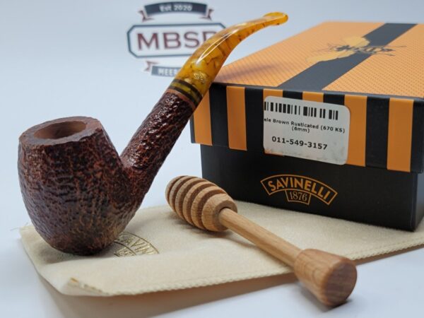 Savinelli Miele Rusticated 670 KS Bent Billiard Briar Tobacco Smoking Pipe, 6mm [SOLD OUT] - Image 3