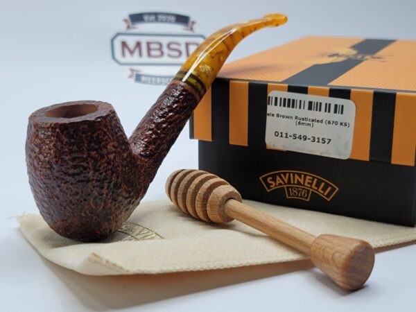 Savinelli Miele Rusticated 670 KS Bent Billiard Briar Tobacco Smoking Pipe, 6mm [SOLD OUT]
