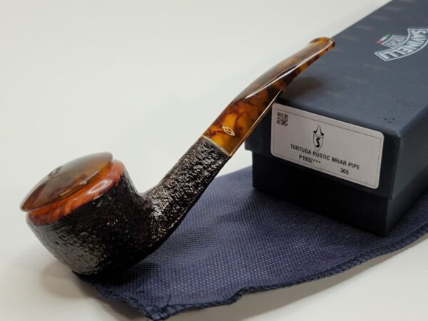 Savinelli Tortuga 305 Rusticated Briar Bent Pot Tobacco Pipe, 6mm [SOLD OUT]