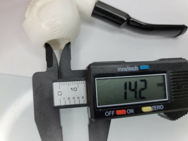 Small Hand Carved Block Meerschaum Pipe Of Skull 4.25" long, w/ Box [SOLD OUT] - Image 11