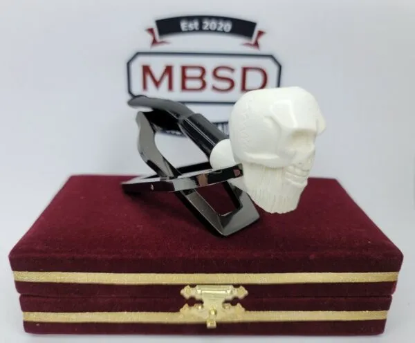 Small Hand Carved Block Meerschaum Pipe Of Skull 4.25" long, w/ Box [SOLD OUT]