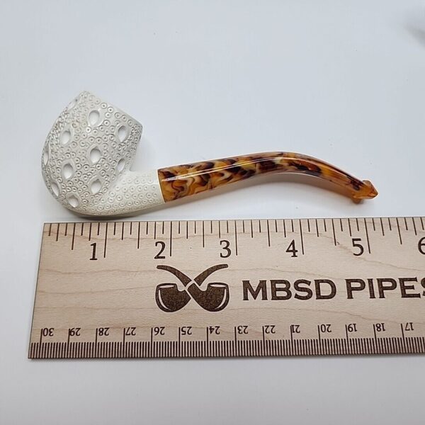 Small Lattice Bent Billiard Block Meerschaum Tobacco Smoking Pipe, Case, New [SOLD OUT] - Image 5