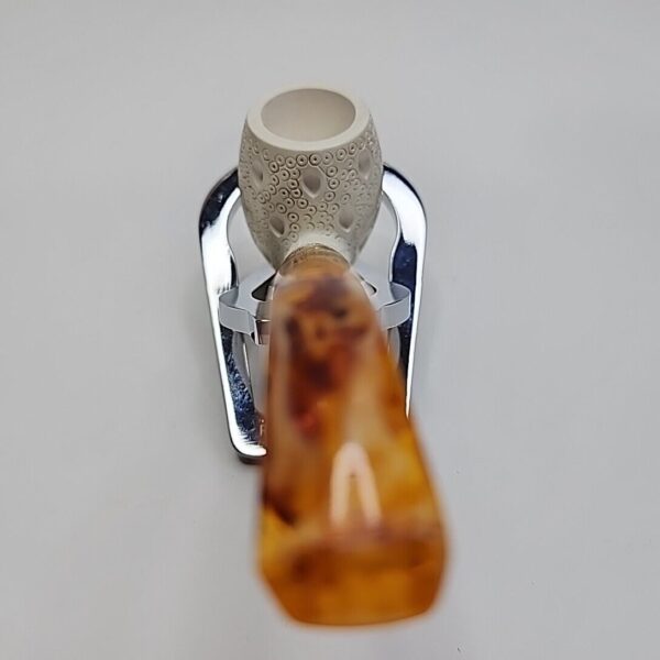Small Lattice Bent Billiard Block Meerschaum Tobacco Smoking Pipe, Case, New [SOLD OUT] - Image 6