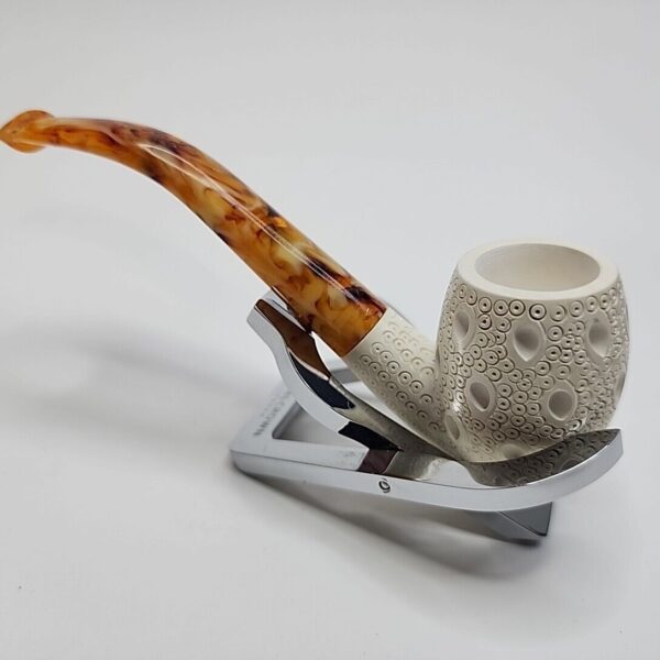 Small Lattice Bent Billiard Block Meerschaum Tobacco Smoking Pipe, Case, New [SOLD OUT] - Image 7