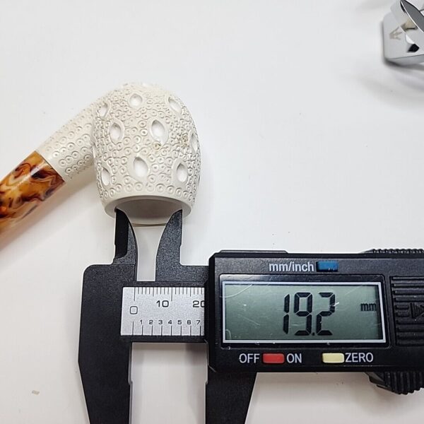 Small Lattice Bent Billiard Block Meerschaum Tobacco Smoking Pipe, Case, New [SOLD OUT] - Image 9