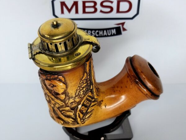 Antique Meerschaum Tobacco Pipe Bowl, Hunting Lion Scene, Hallmark 1851, J.H. [SOLD OUT] - Image 3