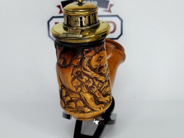 Antique Meerschaum Tobacco Pipe Bowl, Hunting Lion Scene, Hallmark 1851, J.H. [SOLD OUT] - Image 6