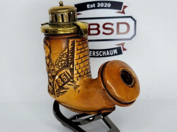 Antique Meerschaum Tobacco Pipe Bowl, Hunting Lion Scene, Hallmark 1851, J.H. [SOLD OUT] - Image 9