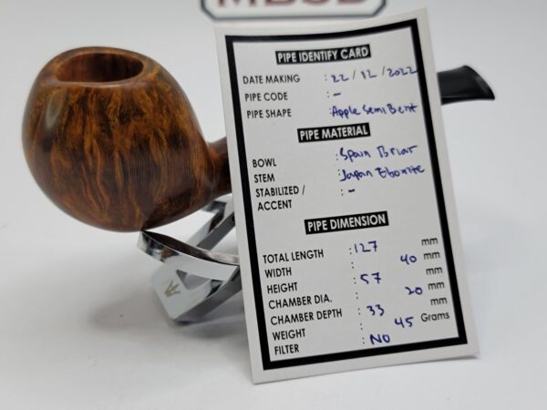 Bennie Joe Pipes Bent Apple Briar Tobacco Pipe, Spanish Briar, Japanese Ebonite [SOLD OUT] - Image 21