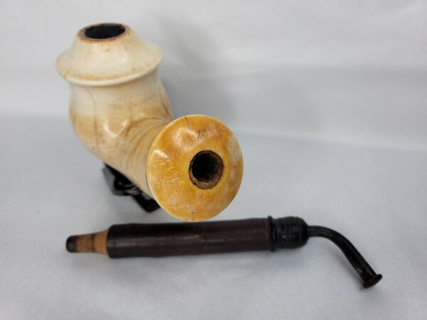 Large Antique 1825 Marbled Block Meerschaum Tobacco Pipe, Cherry Wood Stem [SOLD OUT] - Image 11