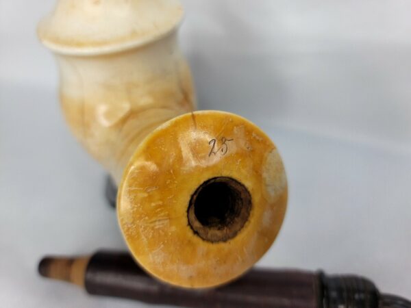 Large Antique 1825 Marbled Block Meerschaum Tobacco Pipe, Cherry Wood Stem [SOLD OUT] - Image 3