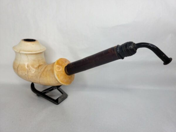 Large Antique 1825 Marbled Block Meerschaum Tobacco Pipe, Cherry Wood Stem [SOLD OUT] - Image 4