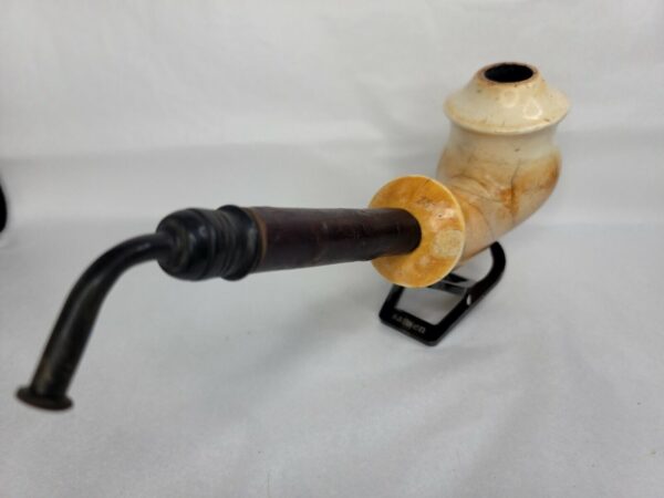Large Antique 1825 Marbled Block Meerschaum Tobacco Pipe, Cherry Wood Stem [SOLD OUT] - Image 6