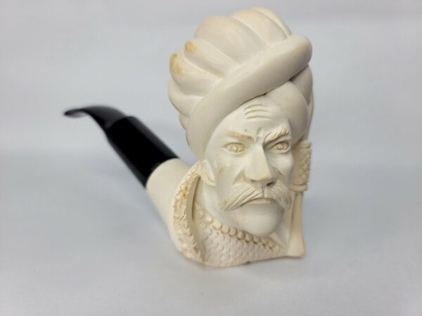 Large Vintage Block Meerschaum Tobacco Pipe Of Turkish Sultan, 4x8" long.