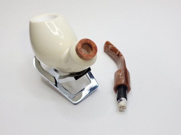 MBSD Meerschaum Bent Blowfish Block Meerschaum Tobacco Pipe, 9mm Filter, Case [SOLD OUT] - Image 13