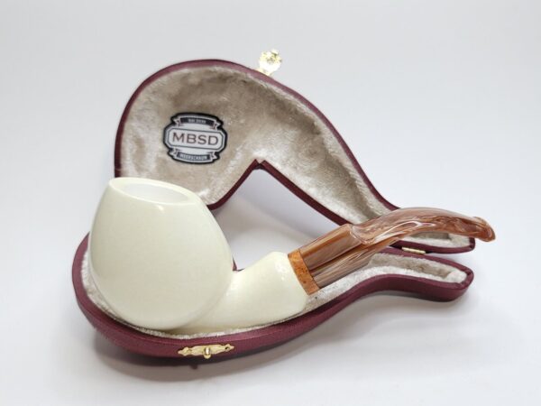 MBSD Meerschaum Bent Blowfish Block Meerschaum Tobacco Pipe, 9mm Filter, Case [SOLD OUT] - Image 3